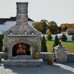 fireplace made with pavers