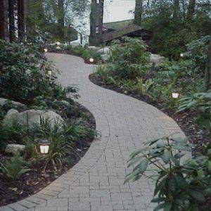 lit paver pathway