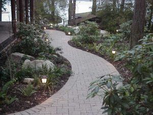 lit paver path